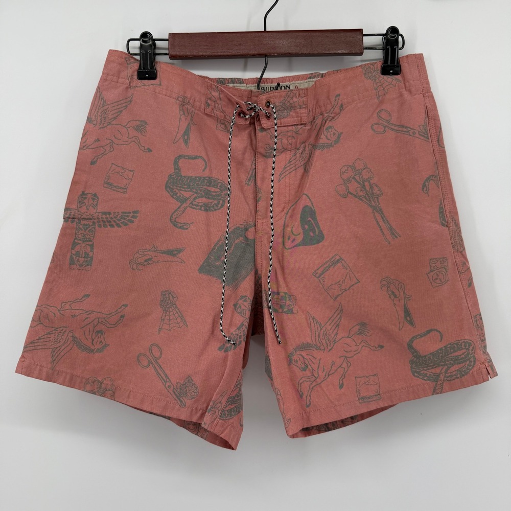 Burton Creekside Shorts Mens 30 Pink Graphic Print Tattoo Art Casual Summer
